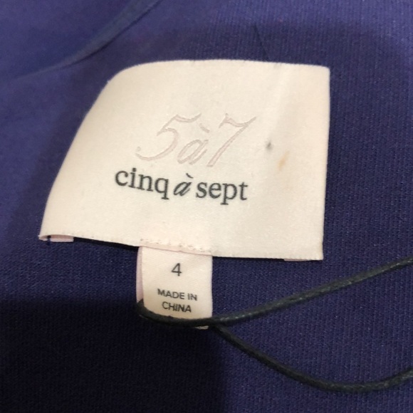 NWT Cinq A Sept Coralisa Dress Size 4 Navy Blue Asymmetrical Sleeve Bodycon Mini - Picture 6 of 11